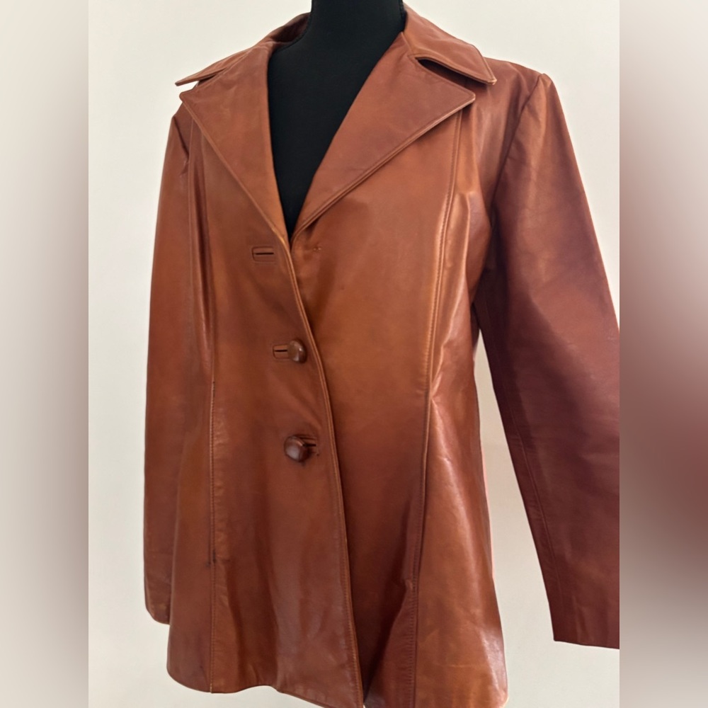 Vintage Genuine Leather Brown Retro Blazer Weatern 70’s in EUC Fits Med Large